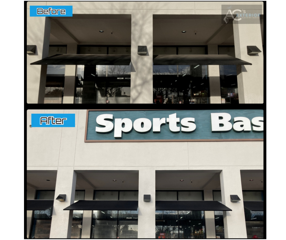 Awning Cleaning and Window Cleaning at Sports Basement in San Jose